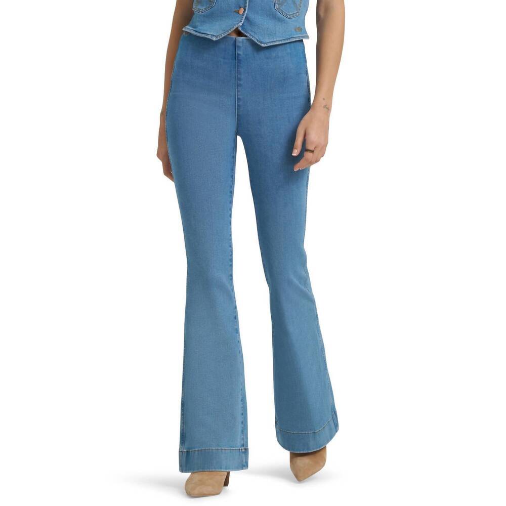 NEW WRANGLER lainey wilson novelty pull-on flare jean in blue